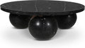 Meridian Furniture 264Black-CT Spherical Collection Art Deco Coffee Table with Genuine Marquino Black Marble, Three Round Ball Shaped Genuine Marble Bases, 39' W x 39' D x 13' H, Black
