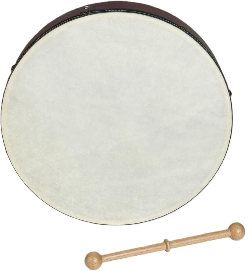 HighLight 16' Bodhran drum Handcrafted Irish Instrument with Goatskin Drumhead, Crisp & Musical Tone, Included Hardwood Mallet (16-inch)