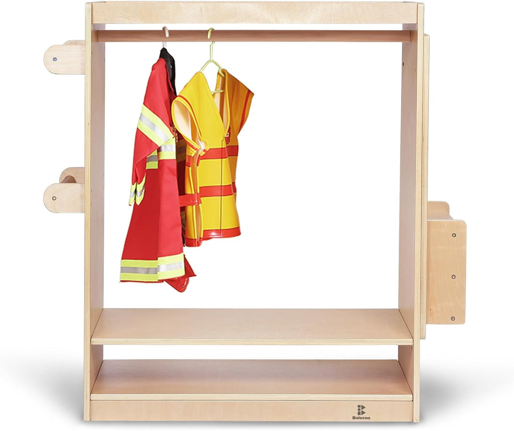 Kids Dress Up Center Girls/Boys Pretend Play Closet, Clothes Rack with Organizer Mirror Set, Cubbies for Costume,Toddler Montessori Furniture, Wardrobe for Daycare//Preschool (Standard)