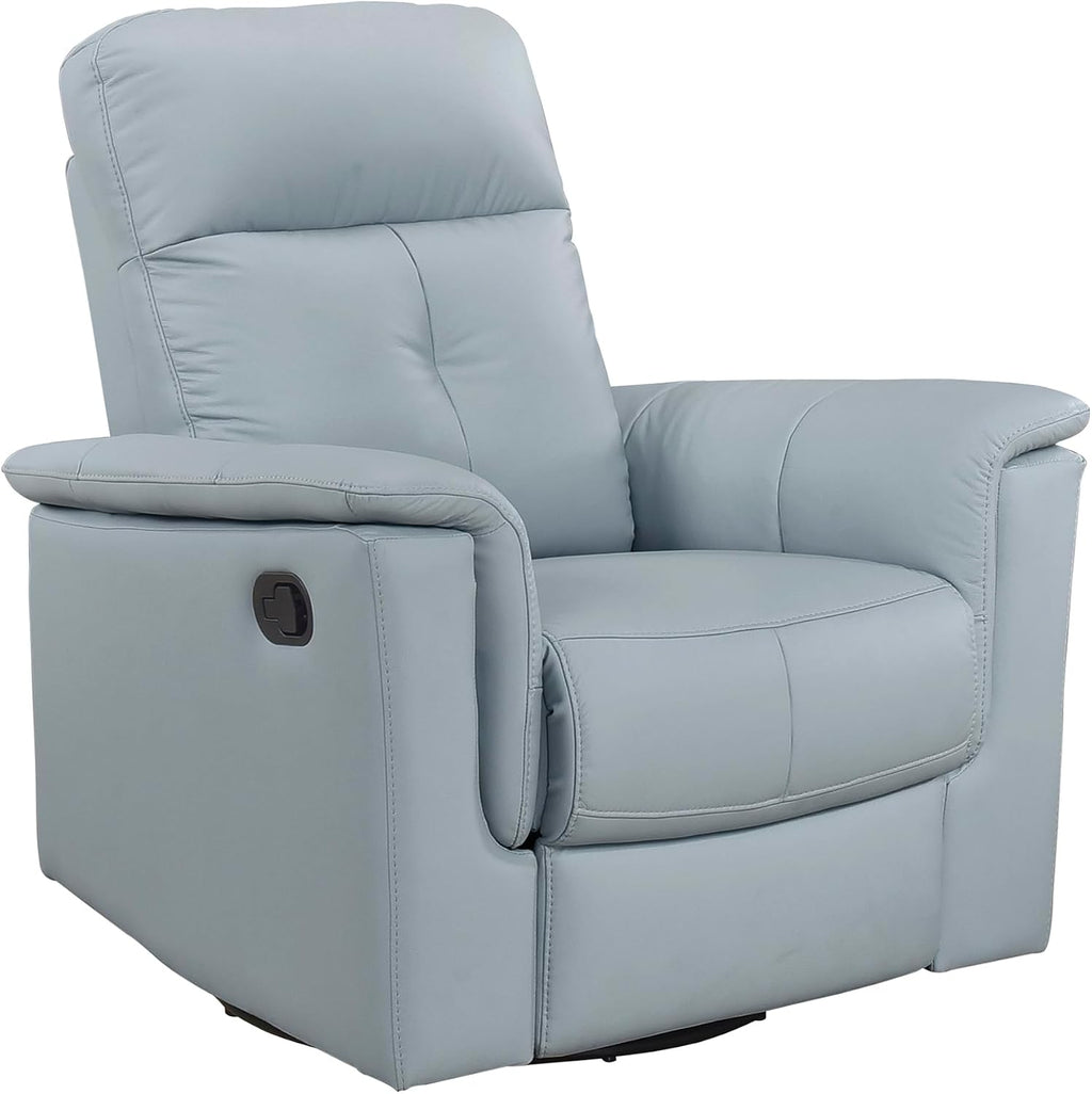 Lexicon Swivel Glider Recliner Chair, Comfy Nursery Glider, Top Grain Leather Match Recliner, Manual Reclining Chair for Living Room/Office/Apartment, Blue