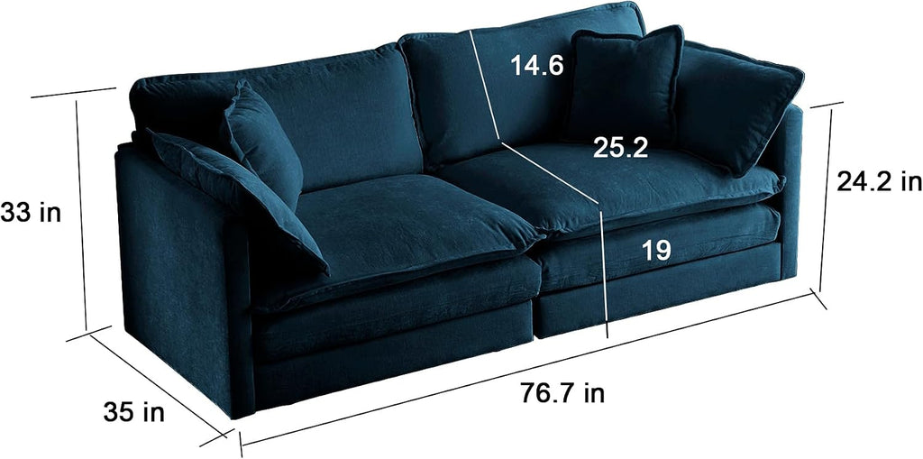 ERYE Oversized Loveseat Sectional Sofa Modern Deep Seat Reversible Chaise Sofa&Couch with Movable Ottoman and 4 Pillows, Modular Sleeper Upholstered Couch for Living Room,Apartment,Studio,Office
