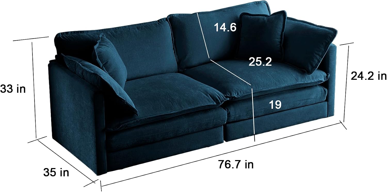 ERYE Oversized Loveseat Sectional Sofa Modern Deep Seat Reversible Chaise Sofa&Couch with Movable Ottoman and 4 Pillows, Modular Sleeper Upholstered Couch for Living Room,Apartment,Studio,Office