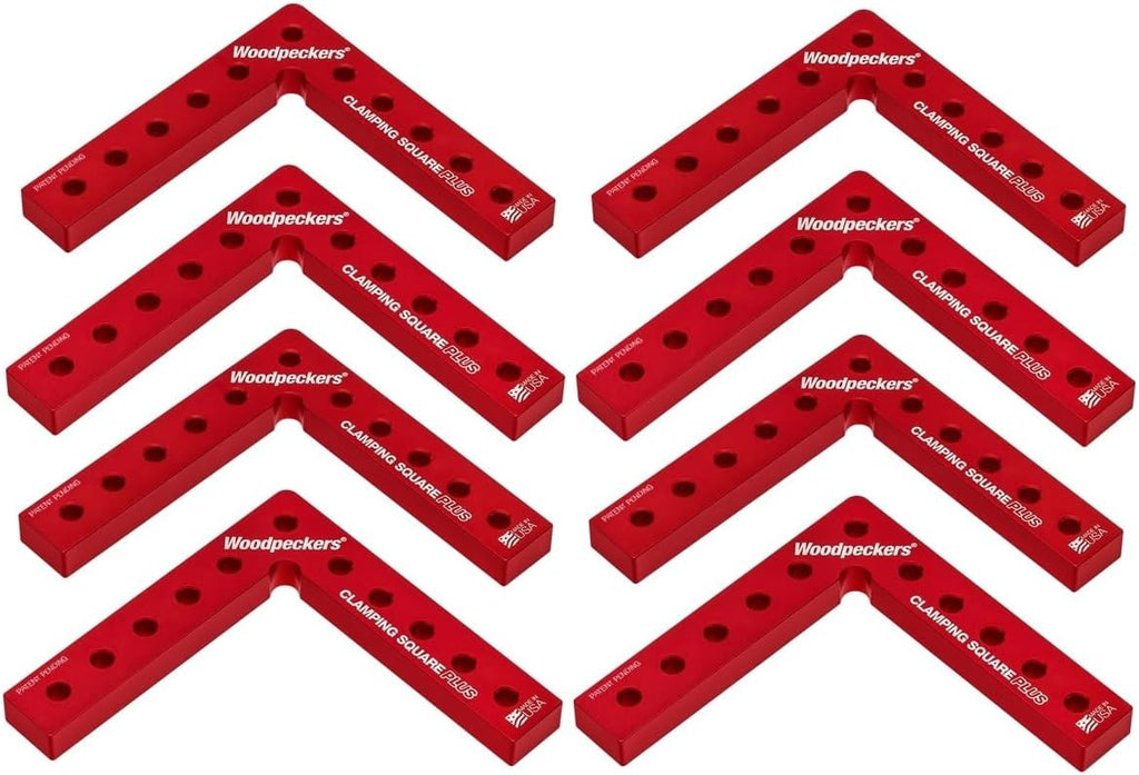 Woodpeckers Clamping Squares Plus, 8 Pack CSP Squares, 6.75 Inch Long Aluminum 90-Degree Corner Clamps for Woodworking, USA Made