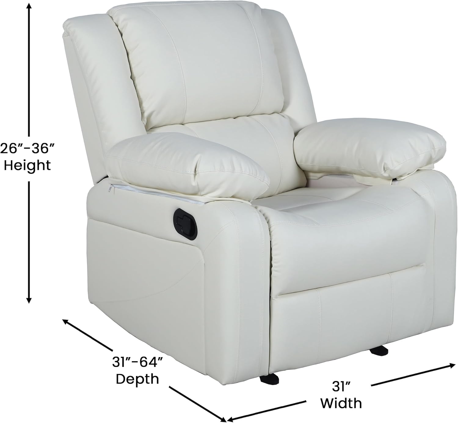 Flash Furniture Harmony Series Cream LeatherSoft Recliner