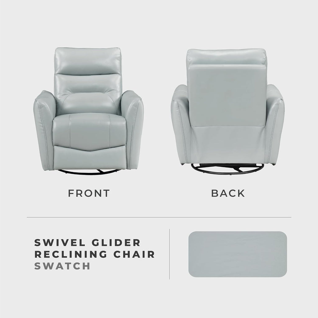 Lexicon Swivel Glider Reclining Chair, Top Grain Leather Match Manual Recliner, Comfy Nursery Glider Recliner, Swivel Reclining Chair for Living Room/Office/Bedroom/Apartment, Aqua