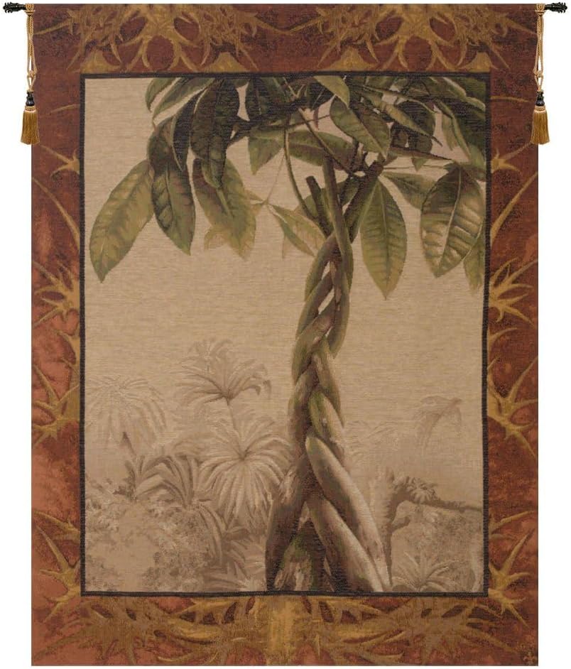 Charlotte Home Furnishings Inc. Le Ficus French Tapestry Wall Hanging, 60 X 44 Inch, Viscose Cotton And Polyester Blend Wall Art, Woven In France, Perfect For Home Decor And Wall Decor