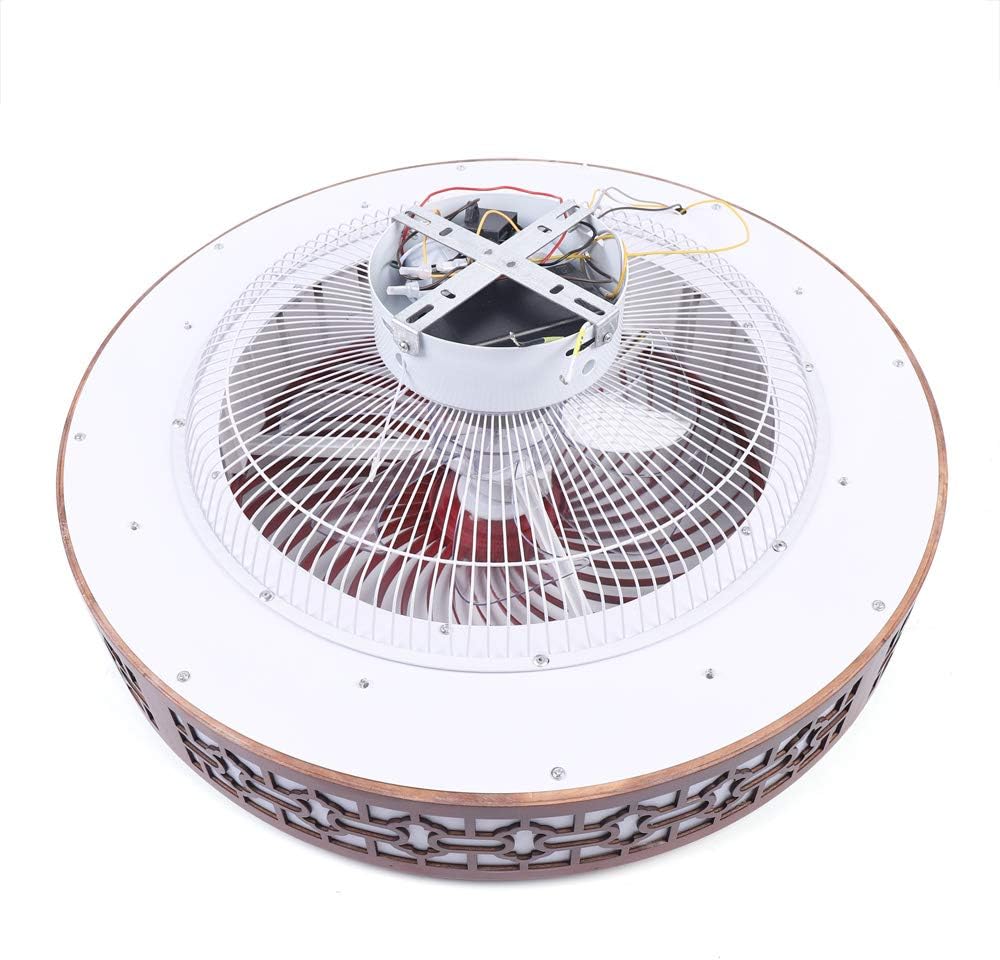 LOYALHEARTDY Modern Bladeless Ceiling Fan with Light, Flush Remote, 22' Smart 3 Light Color Change and 3 Speeds, Low Profile Ceiling Fan with Lights in Red Wood Finish