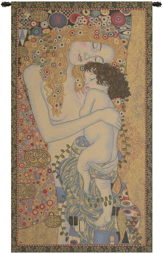 C Charlotte Home Furnishings Inc 3 Ages European Tapestry Wall Hanging | Viscose Cotton and Polyester Blend Wall Art | 44 in. x 24 in | Home Decor Accents | By Gustav Klimt