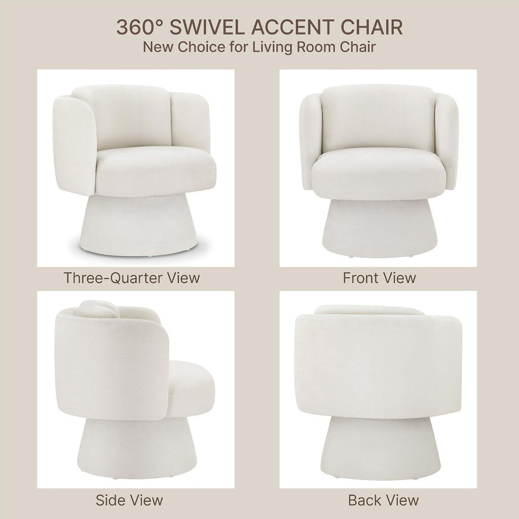 Swivel Barrel Chair Set of 2,360° Accent Chairs with Round Backrest,Upholstered Lounge Chair for Vanity,Living Room,Bedroom,Reading Nook,Linen