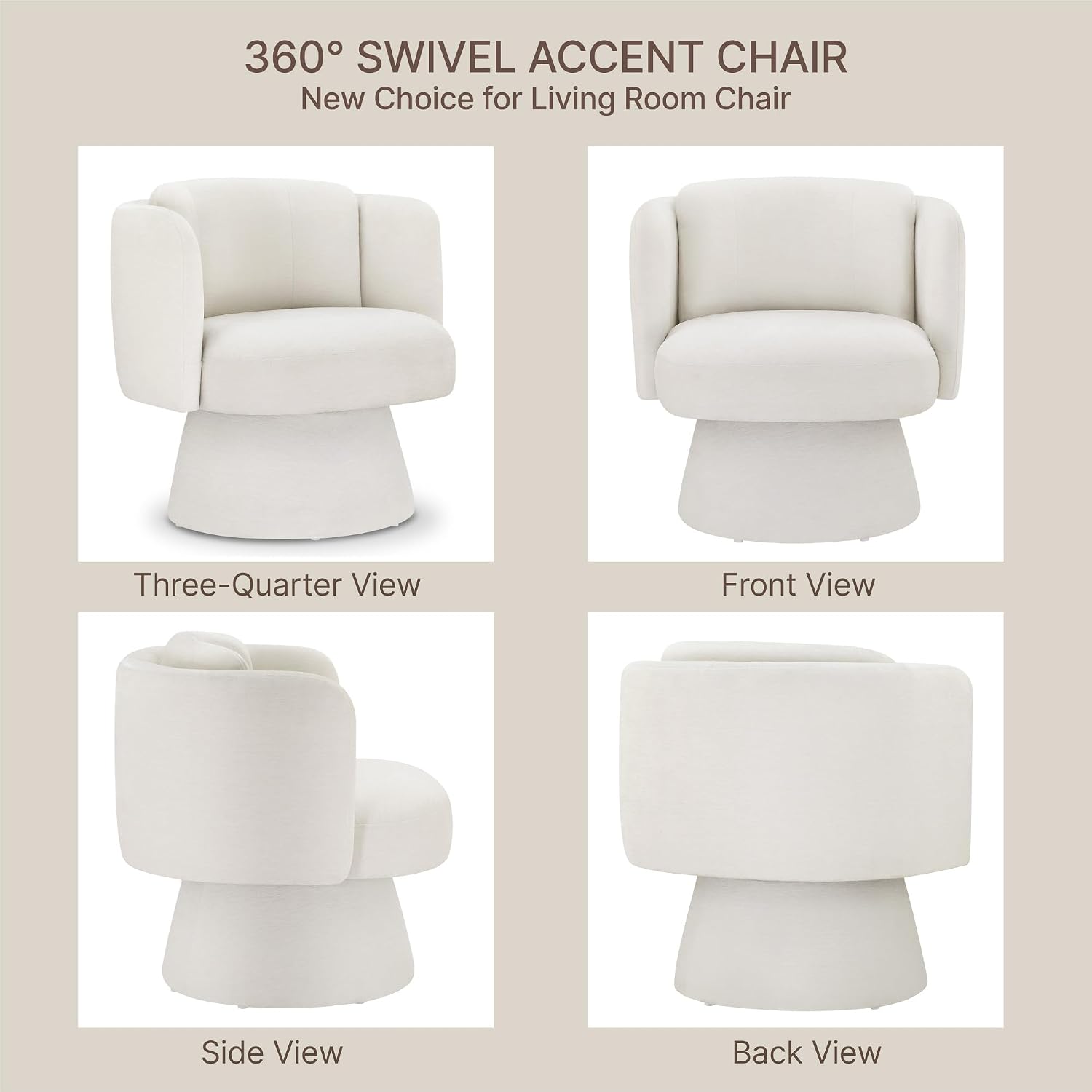 Swivel Barrel Chair Set of 2,360° Accent Chairs with Round Backrest,Upholstered Lounge Chair for Vanity,Living Room,Bedroom,Reading Nook,Linen