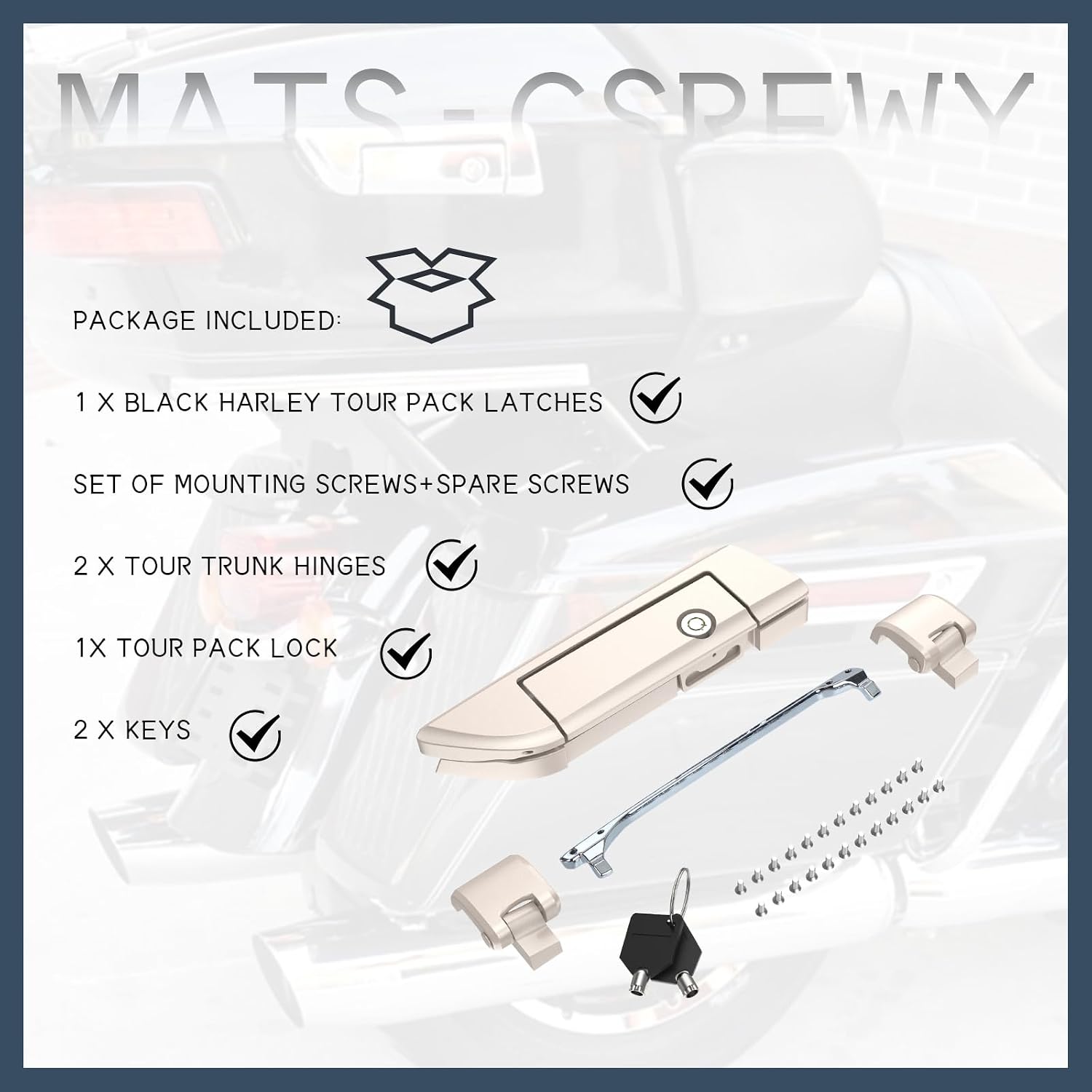 Tour Pack Latches Hinges Fit for Harley Touring Razor Chopped King Pak Road King Road Glide Street Glide Electra Glide 2014-2025 White Sand Pearl