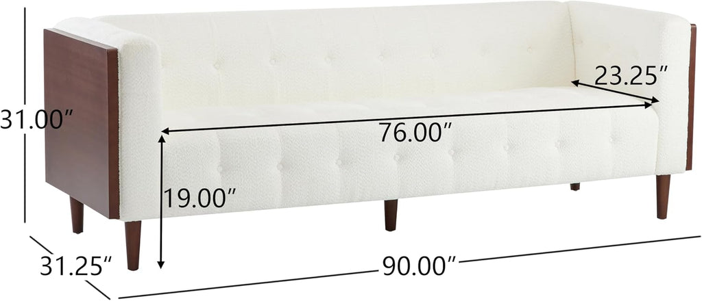 Christopher Knight Home Almab 82 Inches Sofa Couch, Cozy Couch Sofa, Boucle Upholstered 3-Seater Sofa, Wood Frame Couch, Comfy Couches for Living Room and Office, Modern Couch and Sofa, Beige