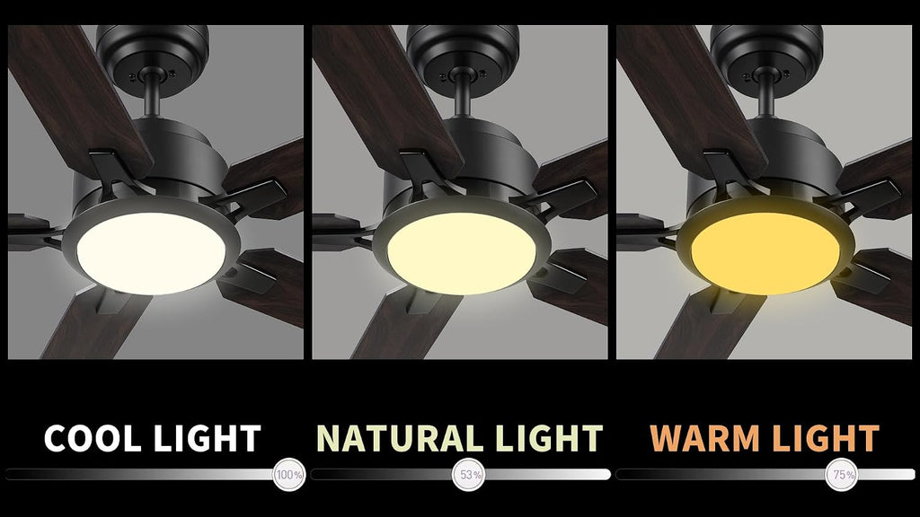 Carro 56' Smart Low Profile Ceiling Fan With Lights, 10 Speeds Silent DC Motor, Farmhouse Ceiling Fan Compatible with Alexa, Siri, Google & Smart App, Indoor & Outdoor, Dark Walnut