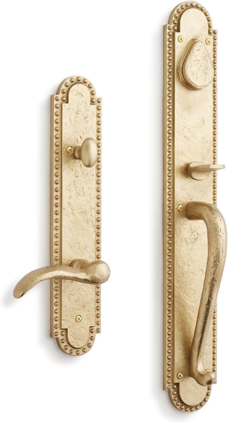 Signature Hardware 441556 Marconi Right Handed Solid Brass Full Plate Keyed Entry Single Cylinder Door Handleset with Interior Lever and 2-3/8' Backset