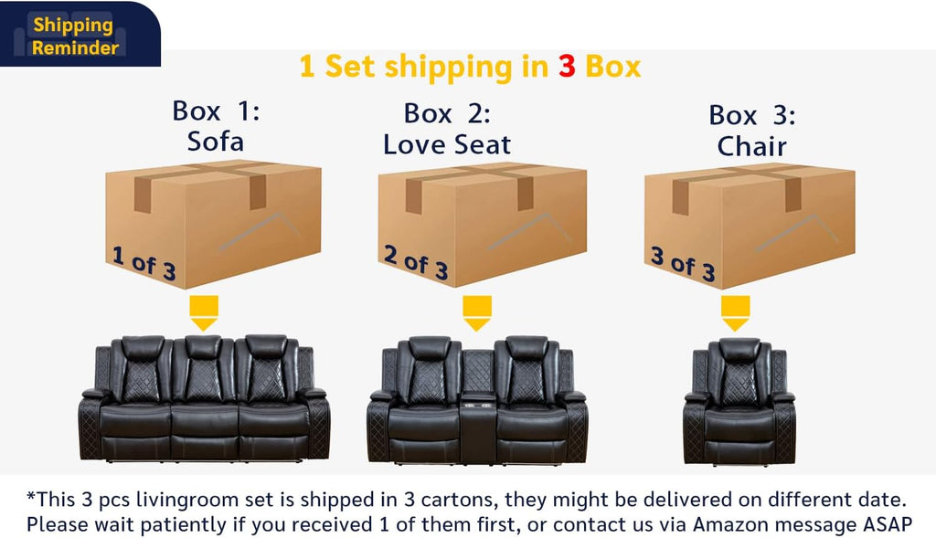 Max Power Recliner Living Room Set with LED for Living Room, Dormitory, Guest House, Playroom, Airbnb,Apartment