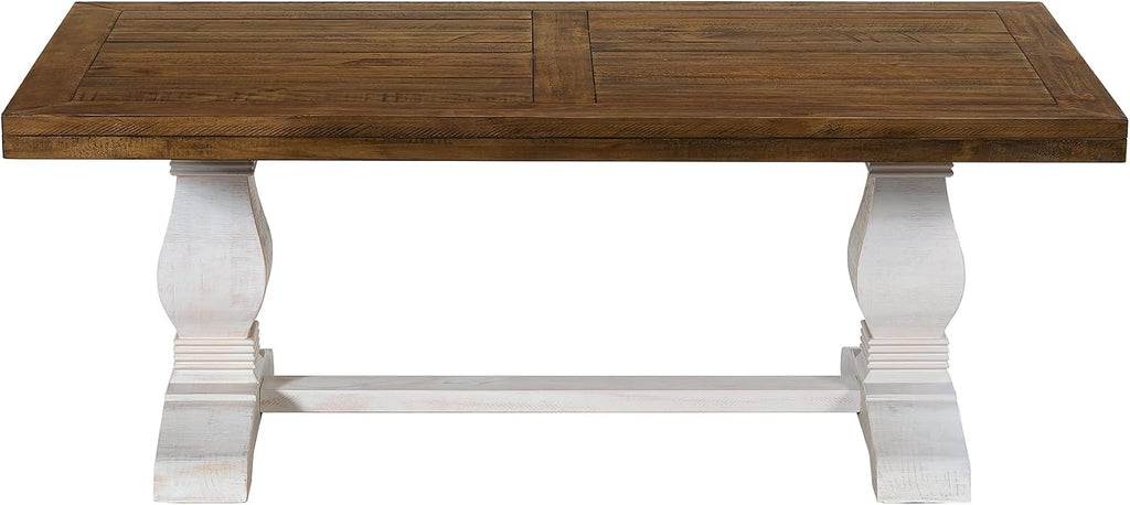 Martin Svensson Home Napa Solid Wood Pedestal Coffee Table, White Stain and Reclaimed Natural