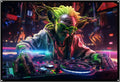 Rasta Yoda DJ, UV tapestry, Blacklight Reactive Wall Hanging, Neon Backdrop, Party Decor, Psychedelic Tapestry, Visionary Wall Art (Large)