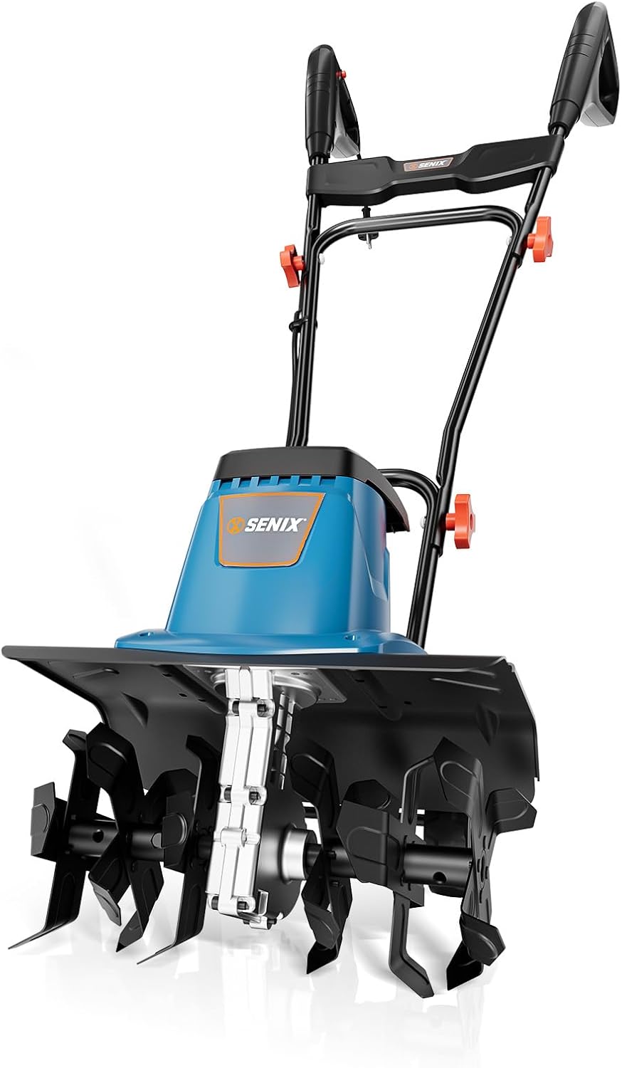 SENIX Electric Corded Garden Tiller & Cultivator, Steel Tines, 13.5 Amp, 16″ Till Width,8″ Till Width 3-Position Wheel Adjustment-Heavy Duty Gardening Machine Equipment for Lawn, Yard, & Grass