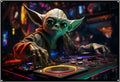 Baby Yoda DJ, UV tapestry, Blacklight Reactive Wall Hanging, Neon Backdrop, Party Decor, Psychedelic Tapestry, Visionary Wall Art (Large)