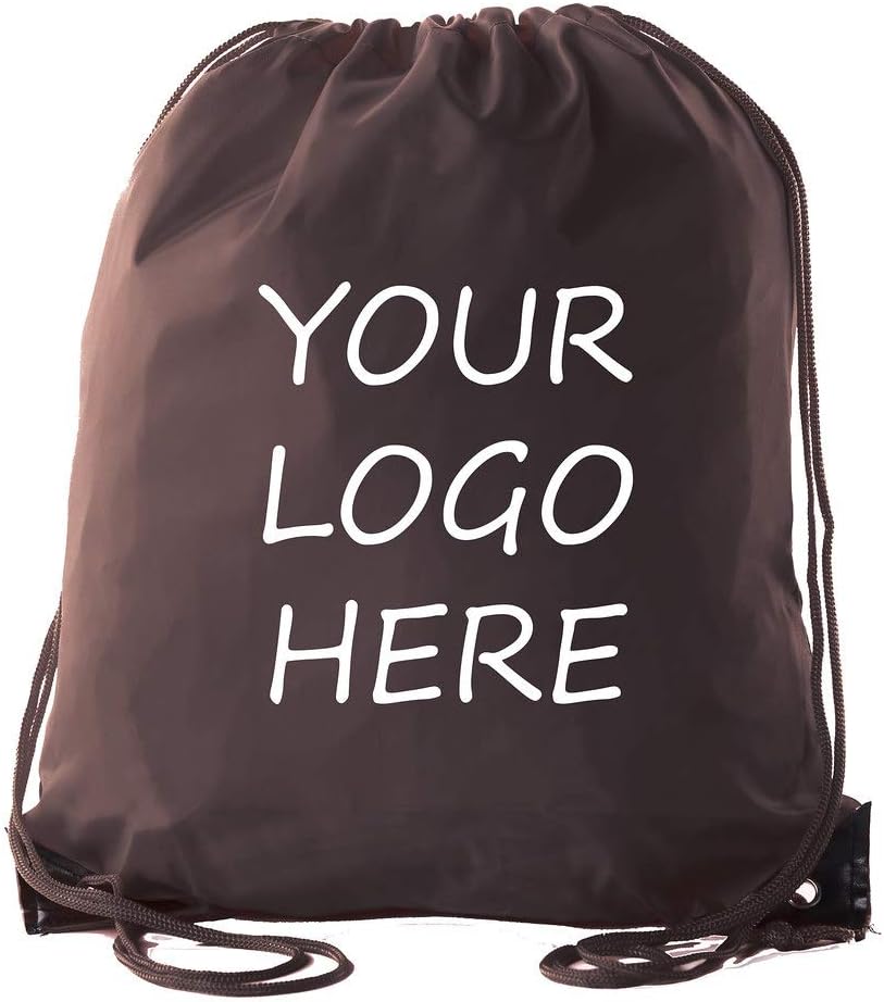 Mato & Hash Custom Bags With Your Logo | 100PK Promotional Drawstring Backpack - 100PK Brown CE2500