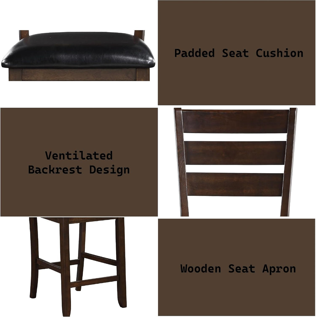 ACME Urbana Counter Height Chair (Set-2) - - Black PU & Espresso
