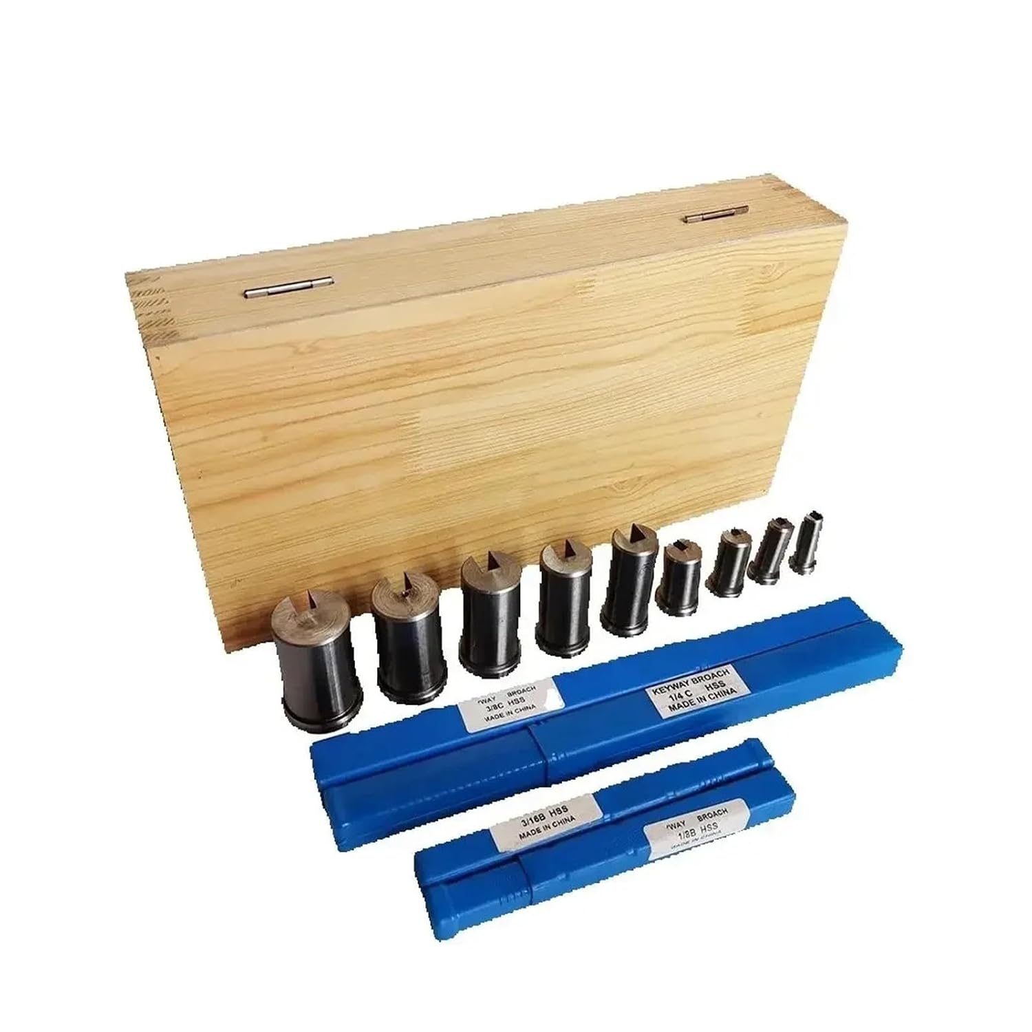 Keyway Broach Kit 18pcs CNC Keyway Broaches Set Bushing Shim Set 1/2-1-1/2 Broaching Tool Inch Sized High Speed Steel Cutting Tool