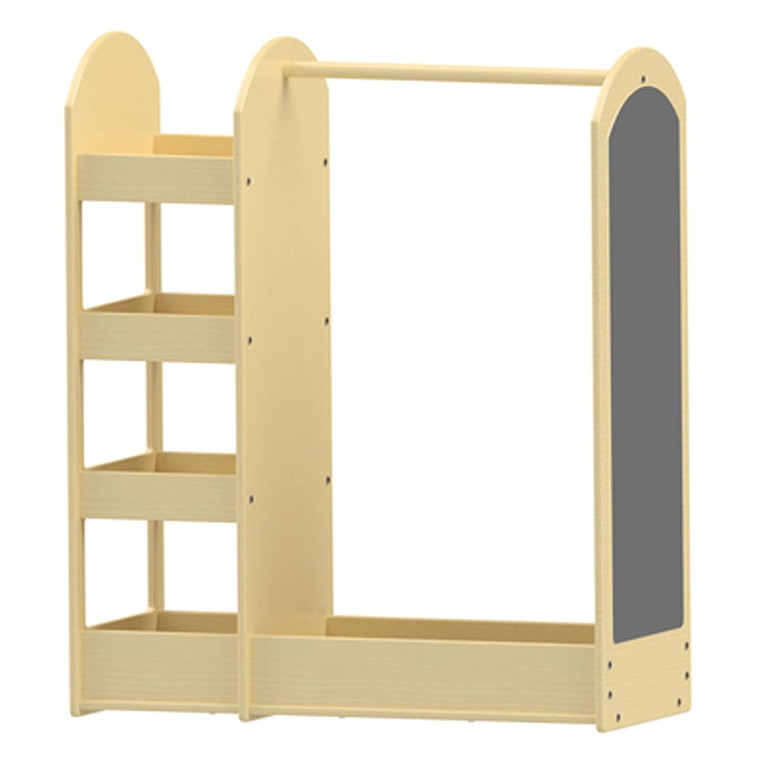Contender Wooden Kids Fashion Pretend Dress-Up Station, Toddlers Clothing and Shoes Closet, Montessori Kids Room Furniture with Mirror & Side Hooks for Costume Storage