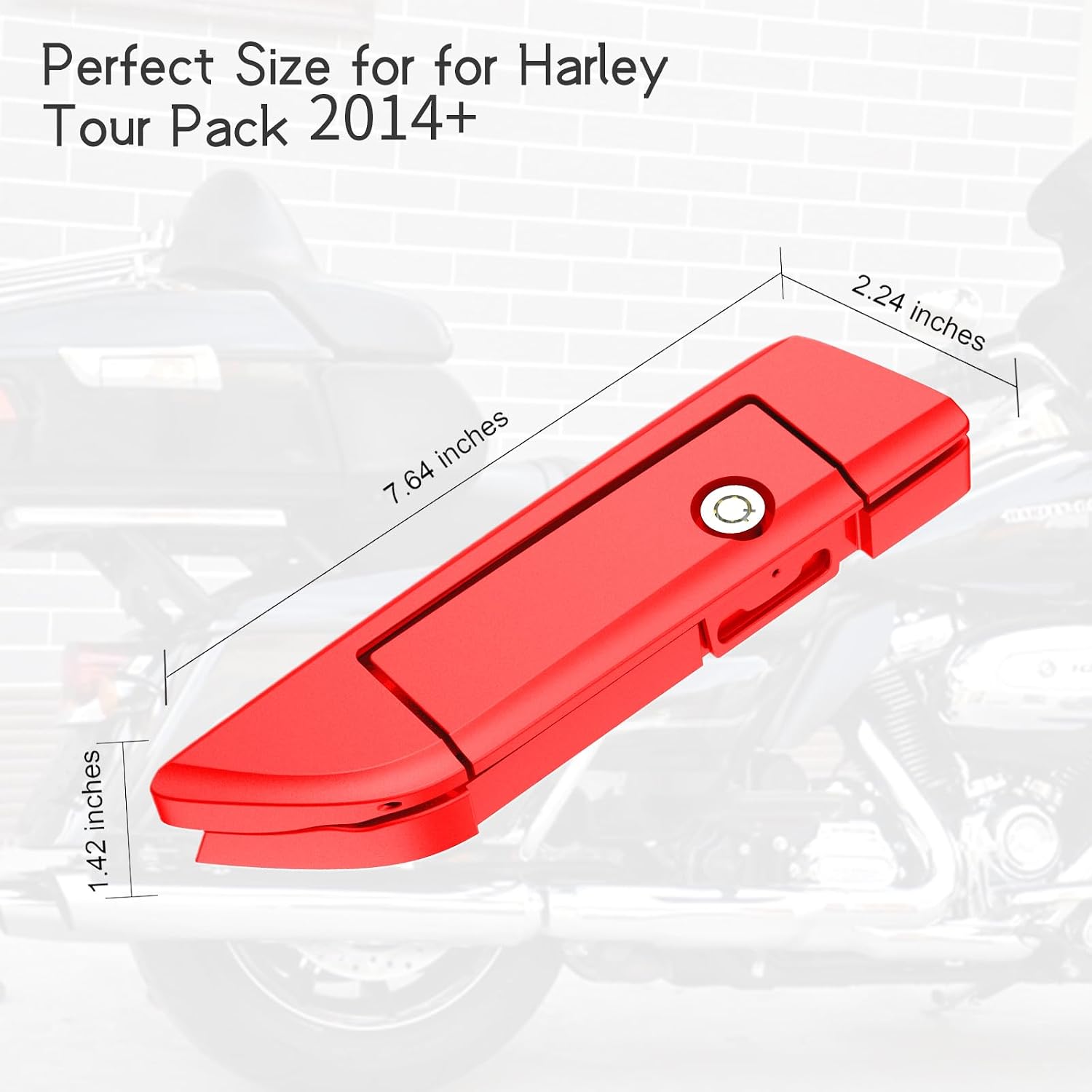 Tour Pack Latches Scarlet Red,Tour Pack Trunk Lid Latch with Keys Fit for Harley Touring/Road King/Road Glide/Street Glide/Electra Glide/Ultra-Classic 2014+