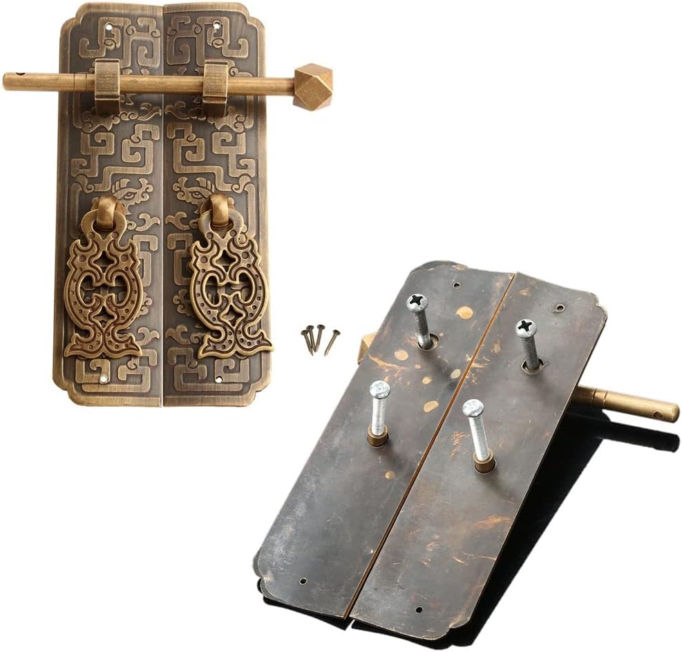 Antique Cabinet Padlock Classic Door Latch Furniture Hardware Brass Decorative Handle