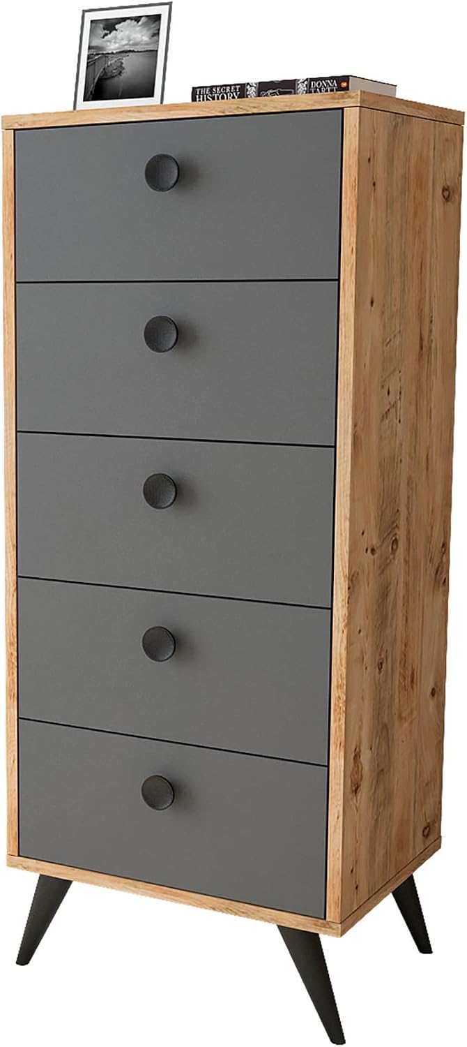 WELL HOME MOBILIARIO & DECORACIÓN Atlantic Pine Furniture Anthracite with 100% Melamine Coated Chipboard, 49 x 118.4 x 40 cm
