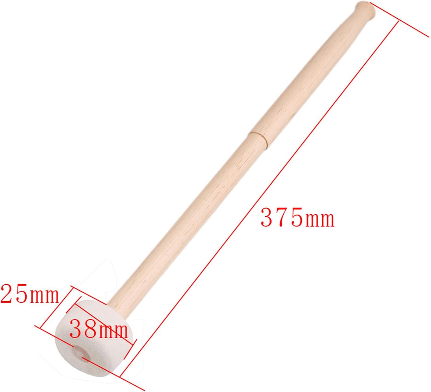 Durable Timpani Mallets Felt Head Drum Sticks with Wood Handle White Head 14Inch Pack of 5