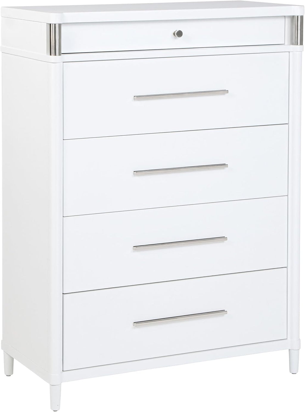 Coaster Home Furnishings - Gracemont - Wood - 5-Drawer Chest of Drawers with Bar Pull Handles, Rounded Corners, Metal Tube Accents and Felt-Lined Top - Bedroom - White - 225075