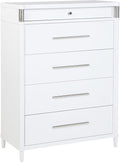 Coaster Home Furnishings - Gracemont - Wood - 5-Drawer Chest of Drawers with Bar Pull Handles, Rounded Corners, Metal Tube Accents and Felt-Lined Top - Bedroom - White - 225075