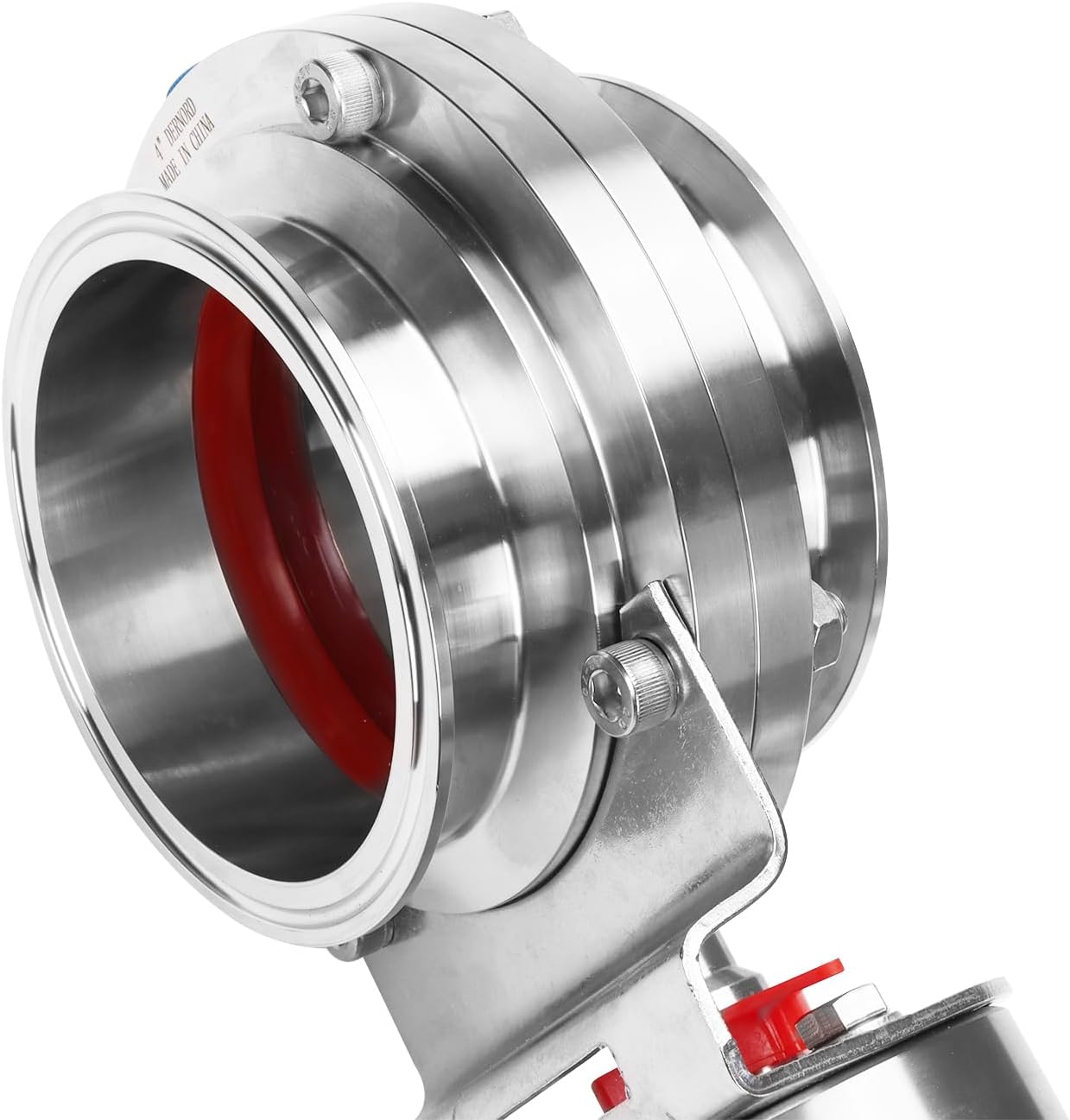 DERNORD 4 Inch Tri Clamp Sanitary Butterfly Valve, Pneumatic Actuator Valve SS304 with Single Acting