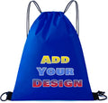 Custom Drawstring Bags Set of 50, Personalized Bulk Pack with Logo/Text-Suitable for Travelling Gym Camping Hiking-Blue