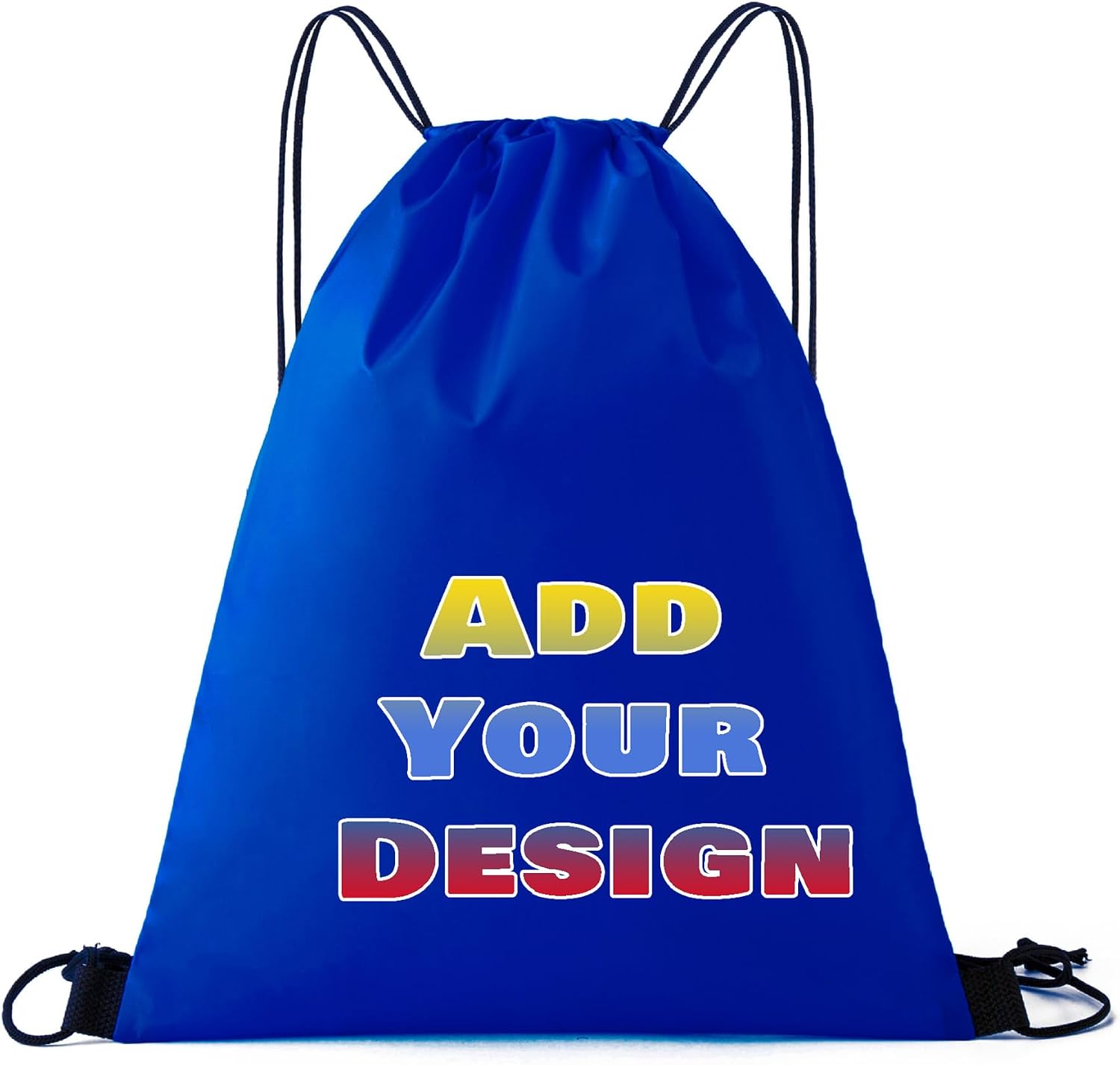 Custom Drawstring Bags Set of 50, Personalized Bulk Pack with Logo/Text-Suitable for Travelling Gym Camping Hiking-Blue