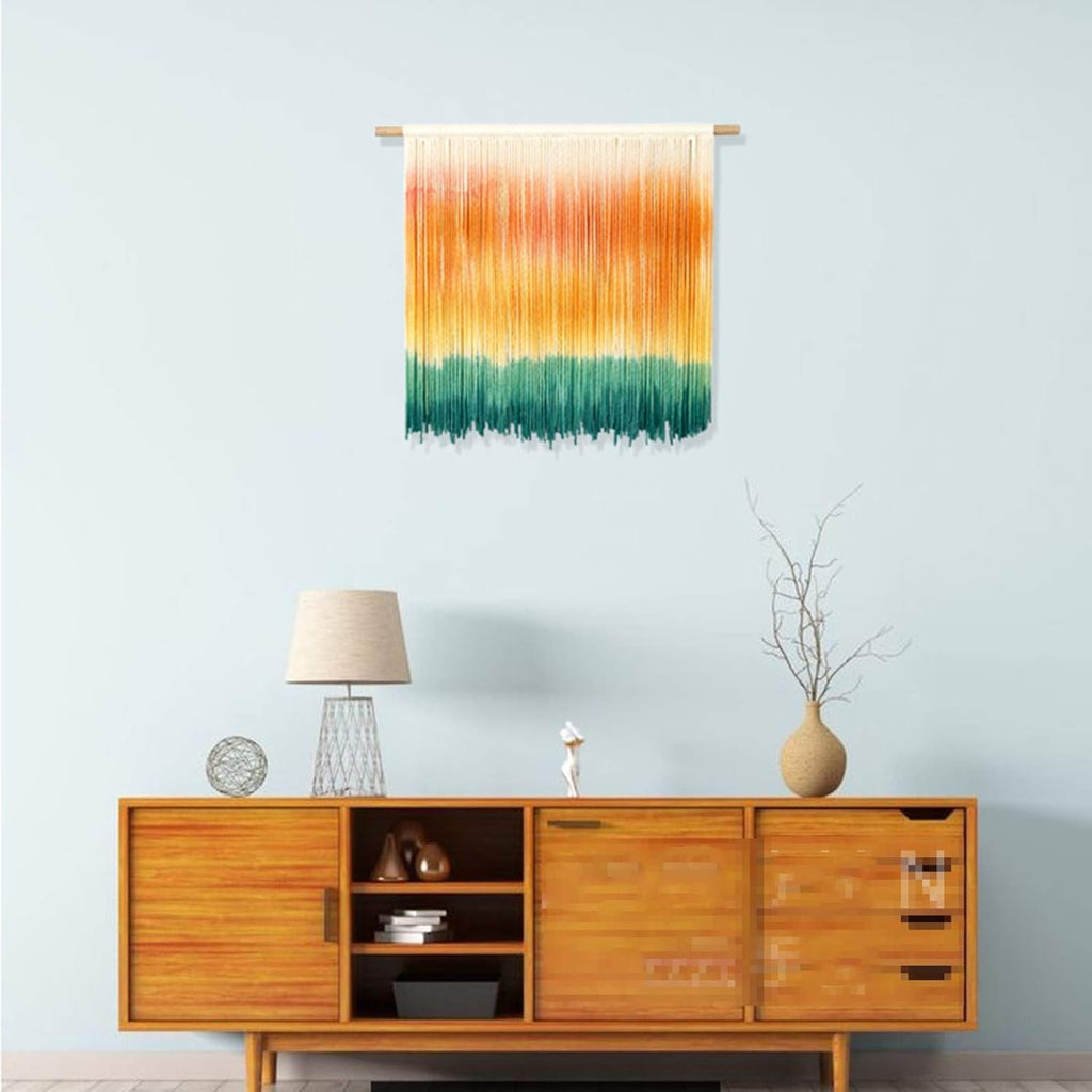 Handmade Macrame Wall Hanging Tapestry Dyeing Driftwood Decor,Handmake Dyed Macrame Tapestries Wall Art Woven Home Decoration (J 60x50cm)