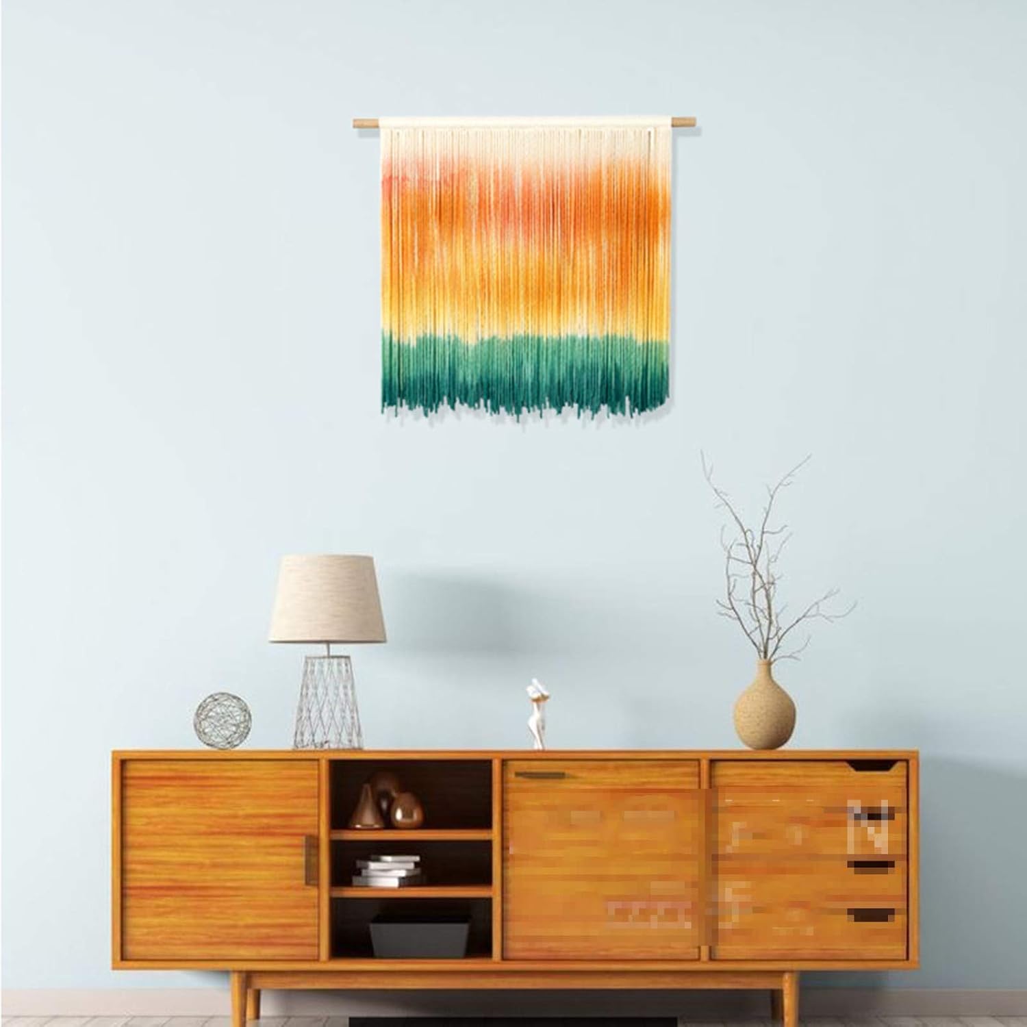 Handmade Macrame Wall Hanging Tapestry Dyeing Driftwood Decor,Handmake Dyed Macrame Tapestries Wall Art Woven Home Decoration (I 60x50cm)