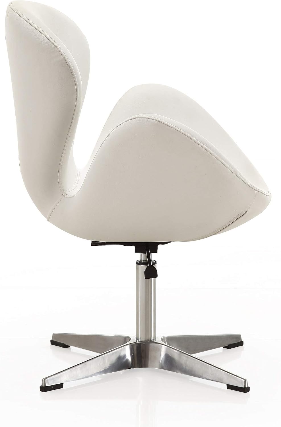 Manhattan Comfort Raspberry Adjustable Swivel Accent Chair with 360° Turn, Polished Chrome Base, Modern Retro Design, Versatile Seat Ideal for Any Room, Set of 1, White