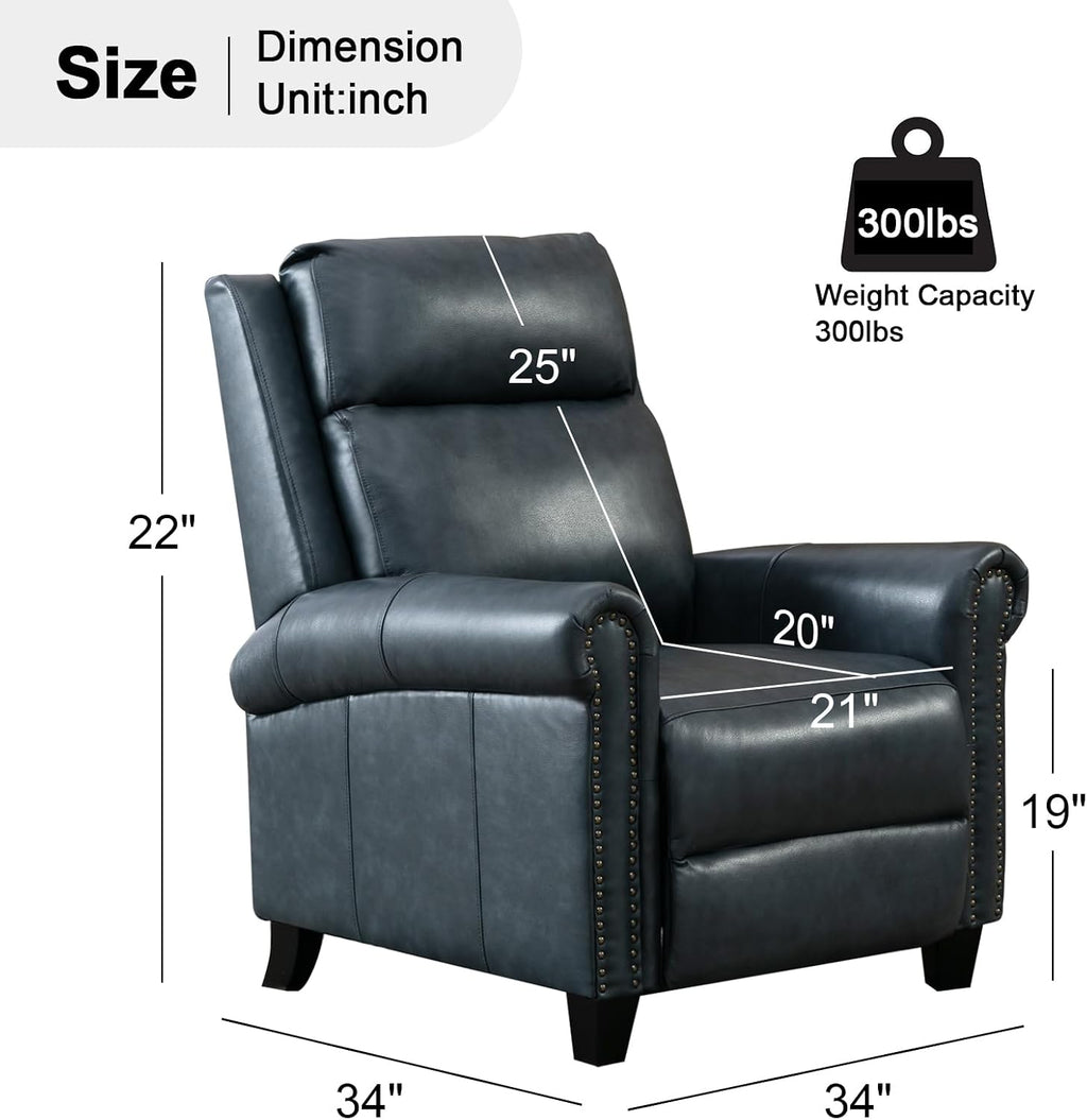 CANMOV Leather Recliner Chair Set of 2, Classic and Traditional Push Back Recliner Chair with Comfortable Arms and Back for Living Room Bedroom Adjustable Single Sofa,Navy Blue