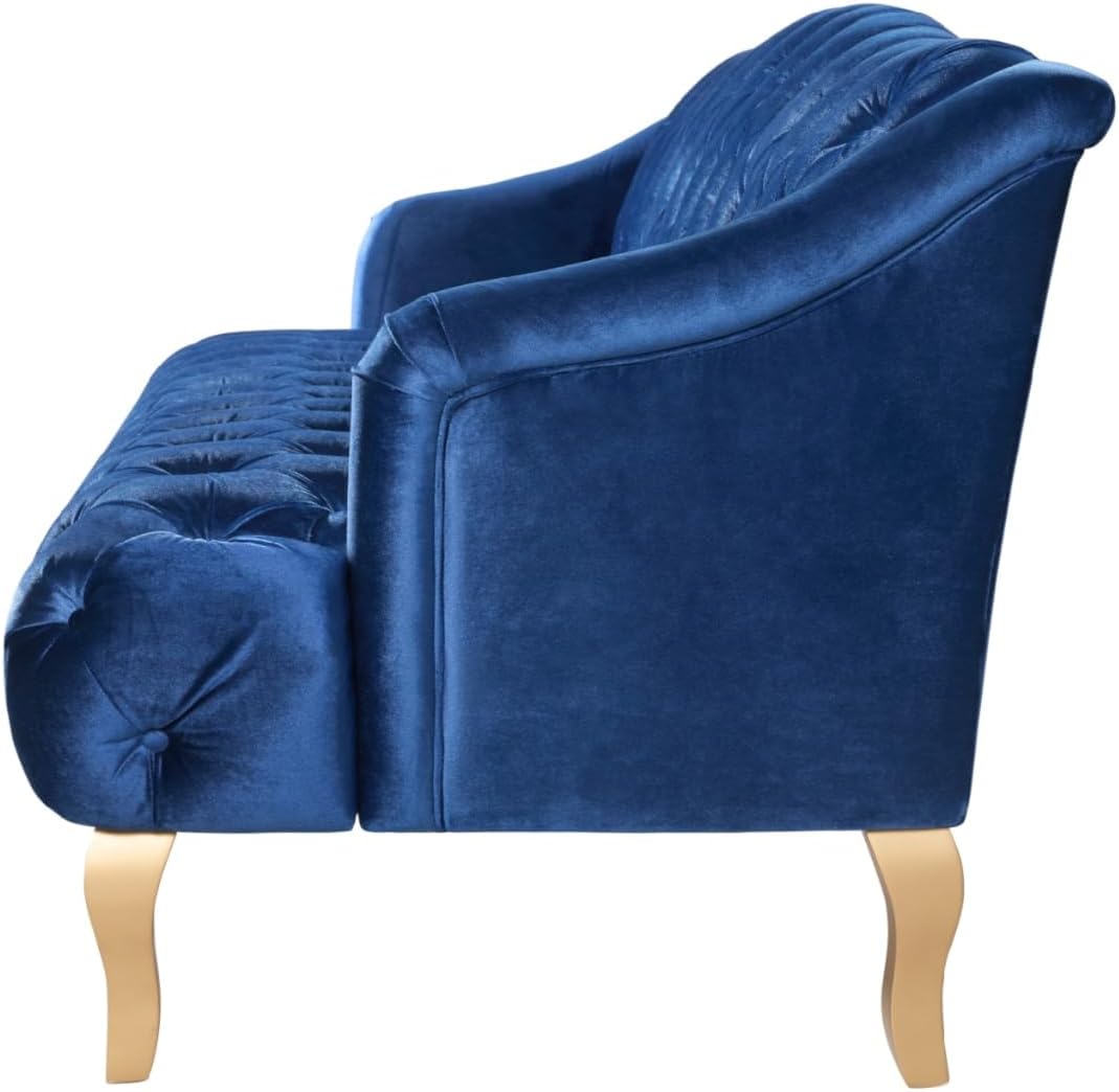 Christopher Knight Home Minxi Velvet Upholstered 3 Seater Sofa Couch, Wooden Home Sofa Living Room, Comfy Cloud Couch for Bedroom, Home Office, Button Tufted with Diamond Stitching, Dark Blue