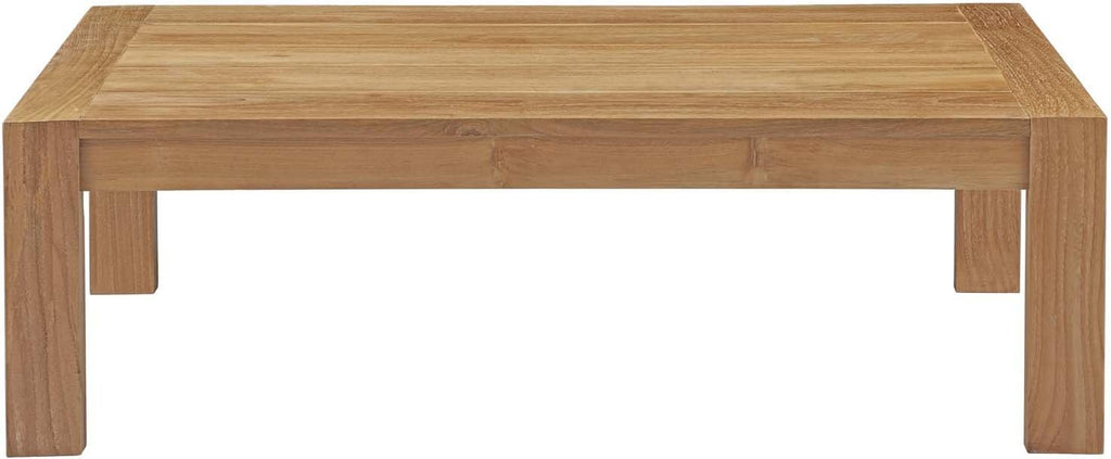 Modway Upland Teak Wood Outdoor Patio Coffee Table in Natural