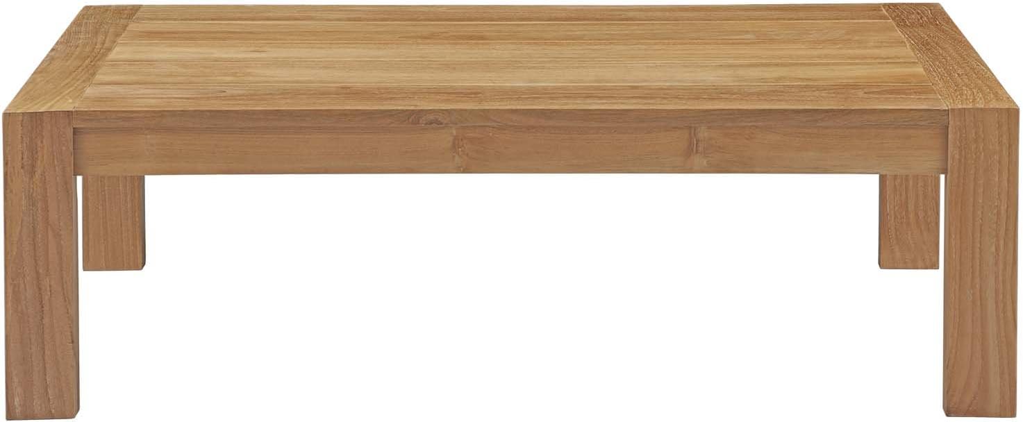 Modway Upland Teak Wood Outdoor Patio Coffee Table in Natural