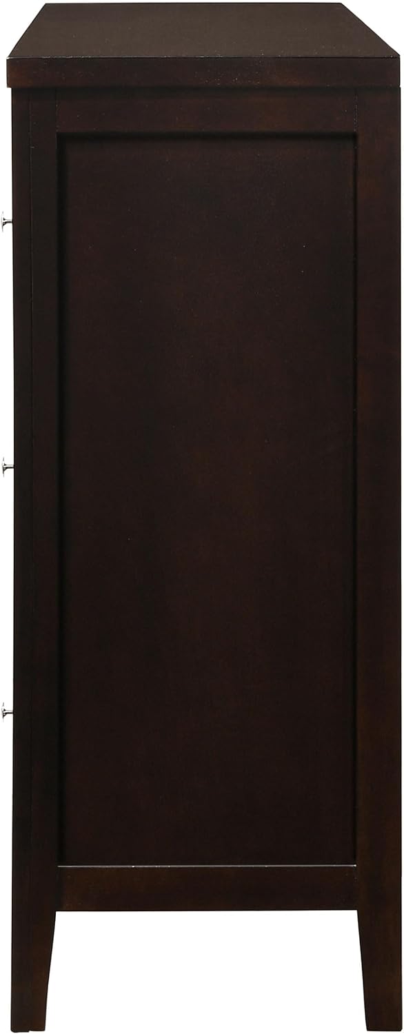 Coaster Home Furnishings - Carlton - Wood - 6-Drawer Dresser with Contemporary Style, Wide Drawers, Round Knobs, Rectangular Structure, Tip-Over Restraint - Bedroom - Cappuccino - 202093