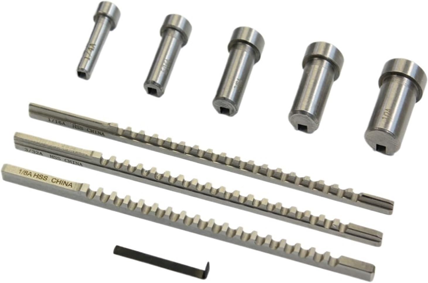 VARNOK Keyway Broach Inch Size 9pcs HSS Keyway Broach Set Bushing CNC Metal Cutting