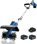 LUXTER Cordless Tiller Cultivator, 300RPM Electric Garden Tiller with 2×4.0Ah Batteries & Fast Charger, Brushless Motor, 9' Tilling Width 6.6' Depth Rototiller for Gardening Soil Cultivation
