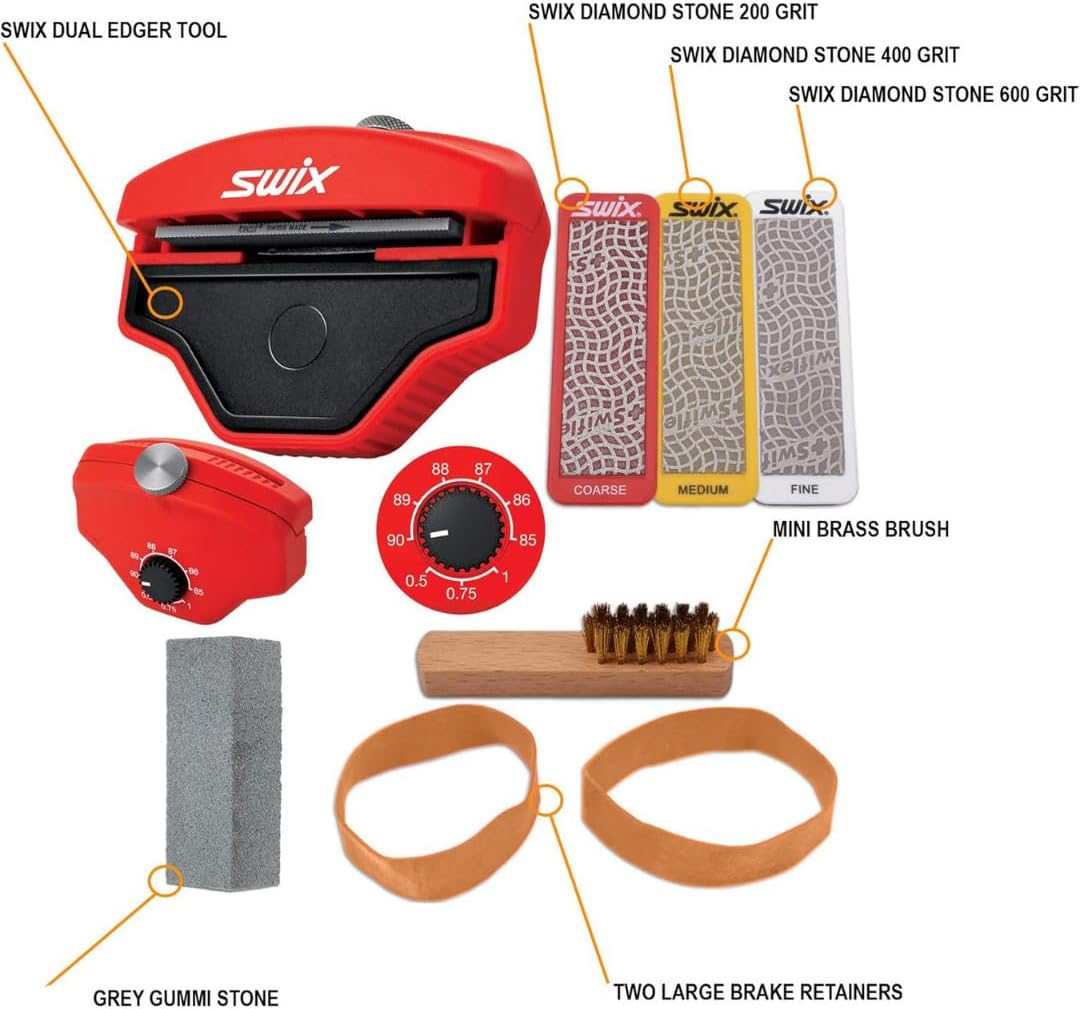 RaceWax Multi Edge Kit 80mm - Three Diamond Stones for Ski Base and Side with Gummi & More - (ZL-7033)