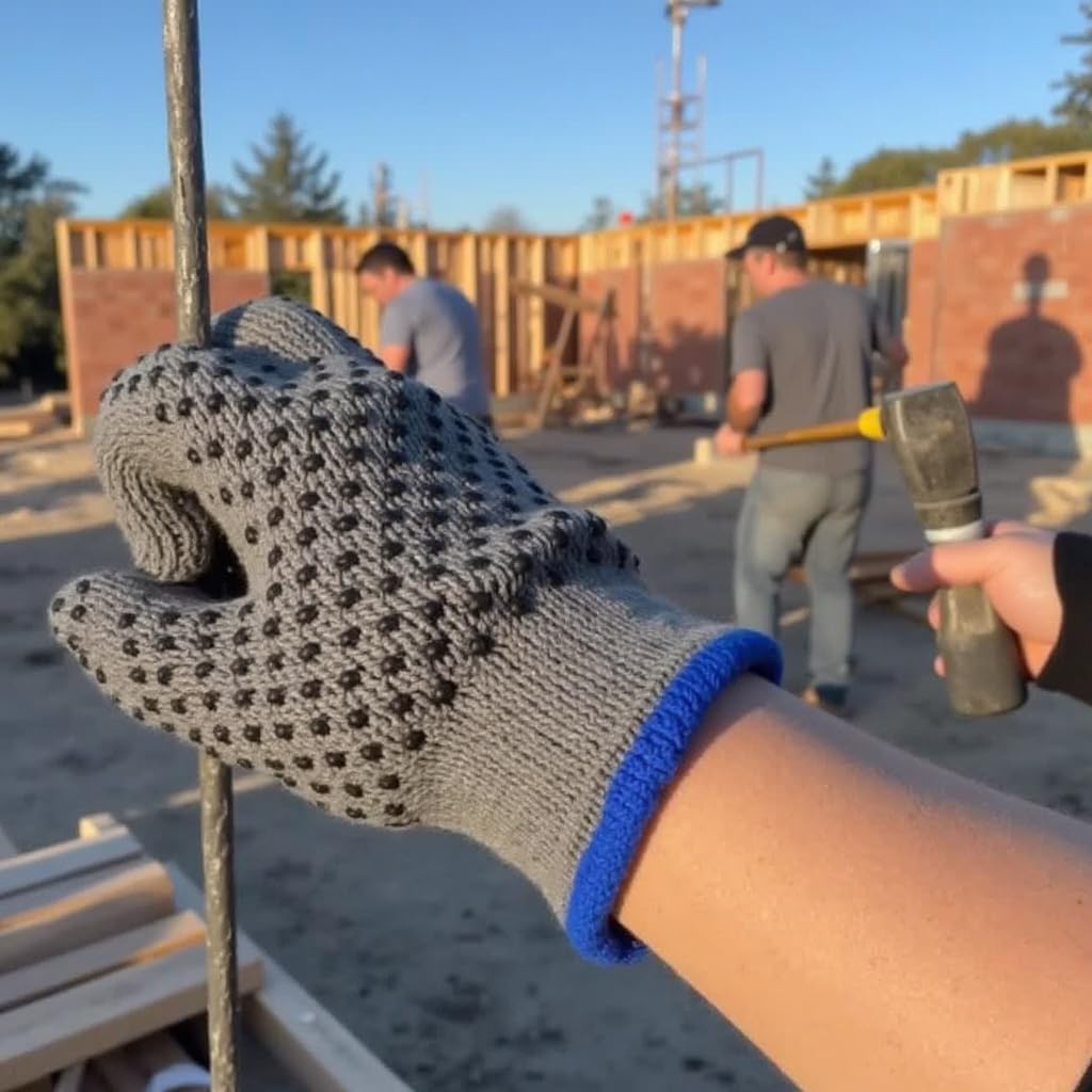 G & F Products Natural Cotton Work Gloves with double-side PVC Dots Grey Gloves , Assorted ring colors, X-Large, 120 Pairs (Sold by Case)