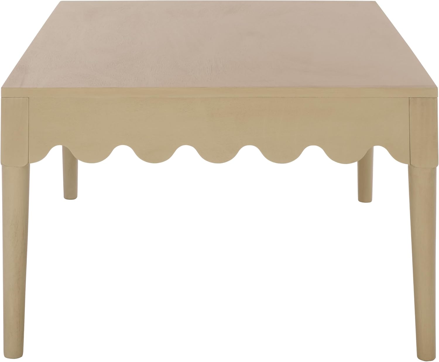 SAFAVIEH Home Collection – Neha Natural Brown Rectangular Coffee Table, Solid Wood Frame with Scalloped Apron (COF5705B)