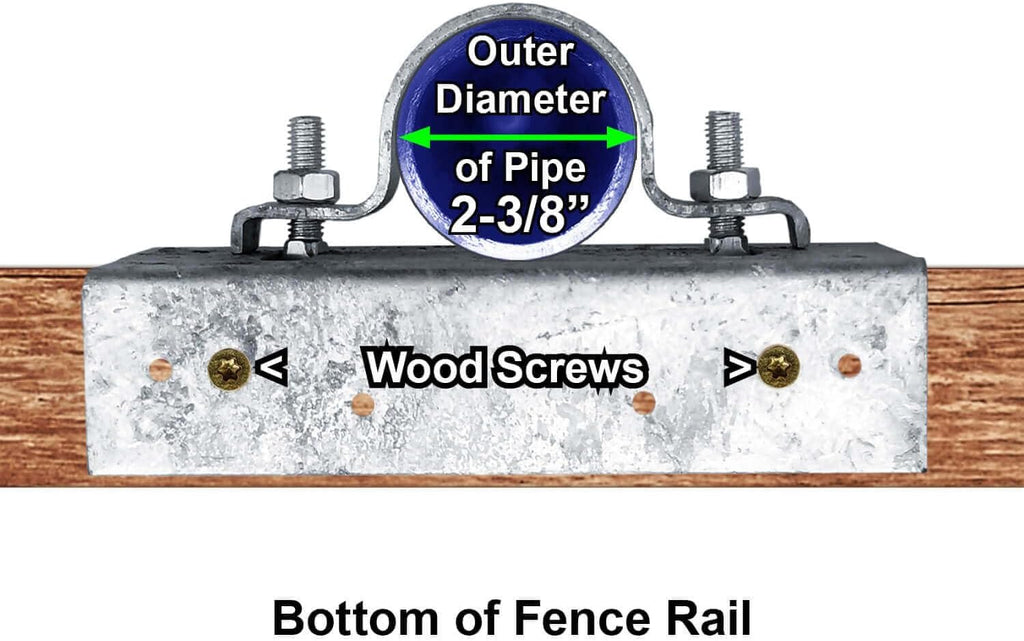 2-3/8' Wood Fence to Round Steel Post Panel Attachment Adapter Bracket: Adjustable clamp. Made of Galvanized Steel to Prevent Rusting.- CASE Qty 25
